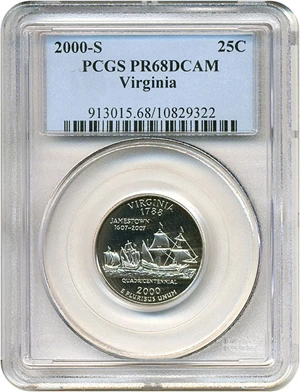 image for: 2000-S 25c Virginia PCGS Proof 68 DCameo