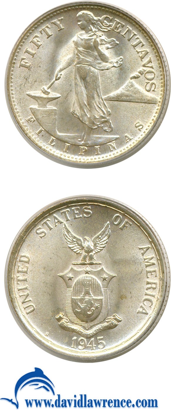 1945 S Fifty Pennyavo U.S. Philippines Coin Pricing Guide | The