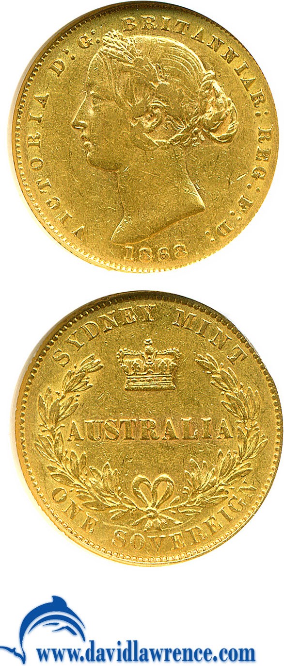 image for: Australia: 1868 Sov  NGC XF45 