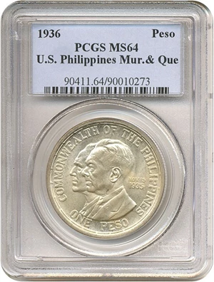 image for: U.S. Philippines: 1936 Peso Murphy & Queson PCGS MS64