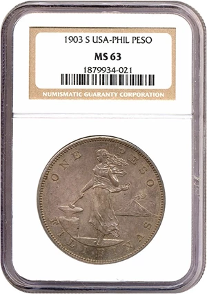image for: U.S. Philippines: 1903-S Peso NGC MS63