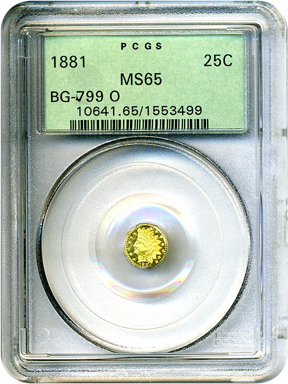 image for: 1881 25c BG-799 O PCGS MS65 