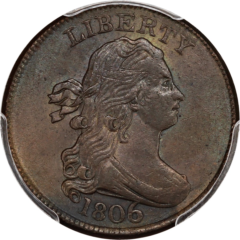 image for: 1806 1/2c PCGS/CAC AU58 (Large 6, Stems)