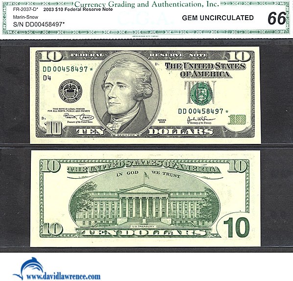 2003 $10 Cleveland (Fr. 2037D)