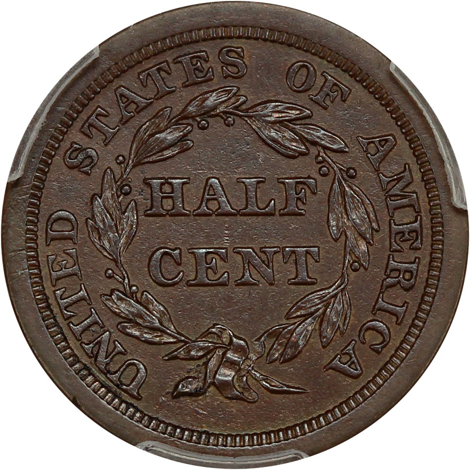 image for: 1845 1/2c PCGS Proof UNC Details (Original, Corrosion Removed)