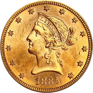 image for: 1885 $10 PCGS MS63 (OGH)