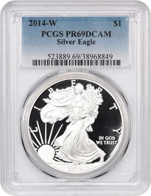 image for: 2014-W Silver Eagle $1 PCGS Proof 69 DCAM