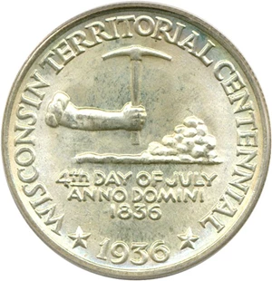 image for: 1936 50c Wisconsin PCGS/CAC MS67