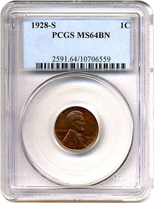image for: 1928-S 1c PCGS MS64 BN