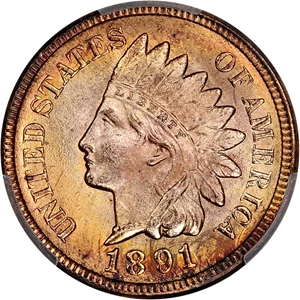 image for: 1891 1c PCGS MS65 RD