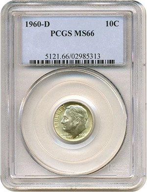 image for: 1960-D 10c PCGS MS66