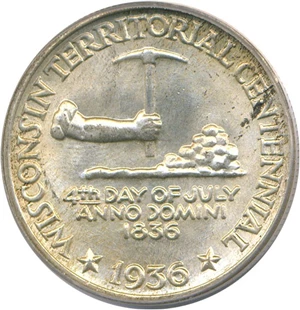 image for: 1936 50c Wisconsin PCGS/CAC MS66