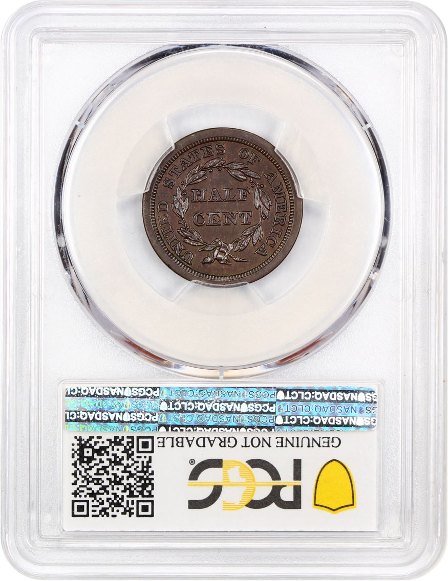 image for: 1845 1/2c PCGS Proof UNC Details (Original, Corrosion Removed)