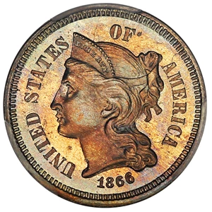 image for: 1866 3cN PCGS Proof 65 CAM