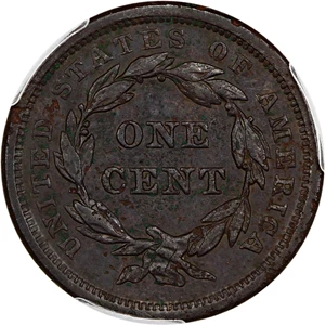 image for: 1840 1c PCGS XF Details (Small Date, Environmental Damage)