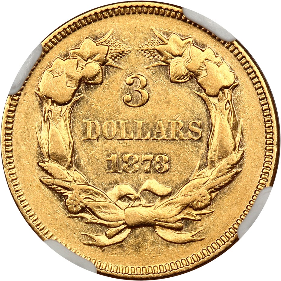 image for: 1873 $3 NGC AU53 (Closed 3)