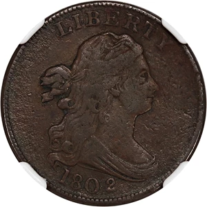 image for: 1802/0 1/2c NGC VF Details (Rev. 1802, C-2, Env. Damage)