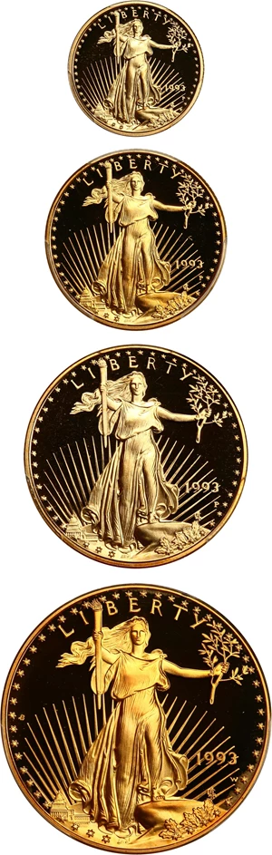 image for: 1993 Gold Eagle Set PCGS Proof 69 DCAM (Philip Diehl Signature, 4 Coins)