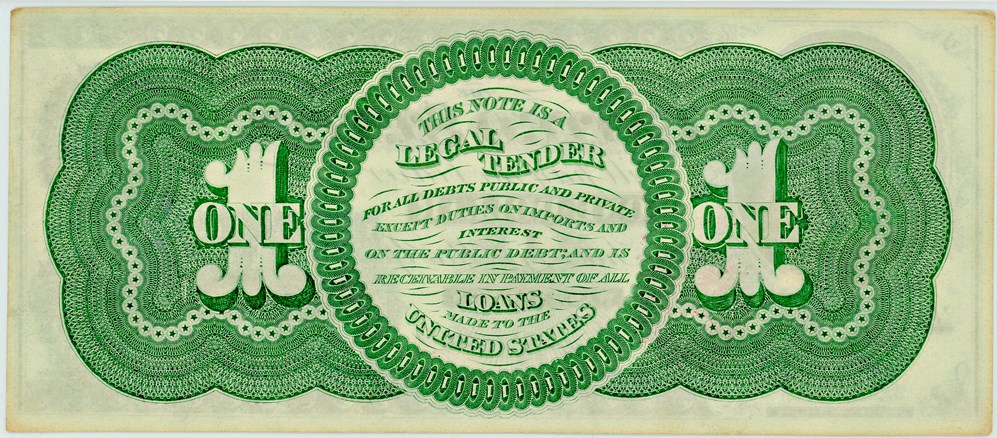 image for: FR. 16c 1862 $1 Legal Tender Type 2 PMG Unc 62