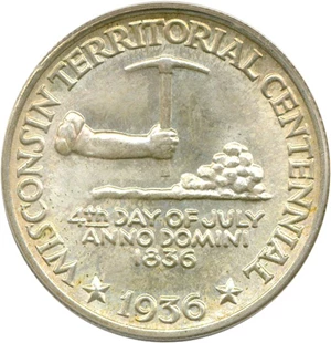 image for: 1936 50c Wisconsin PCGS/CAC MS67