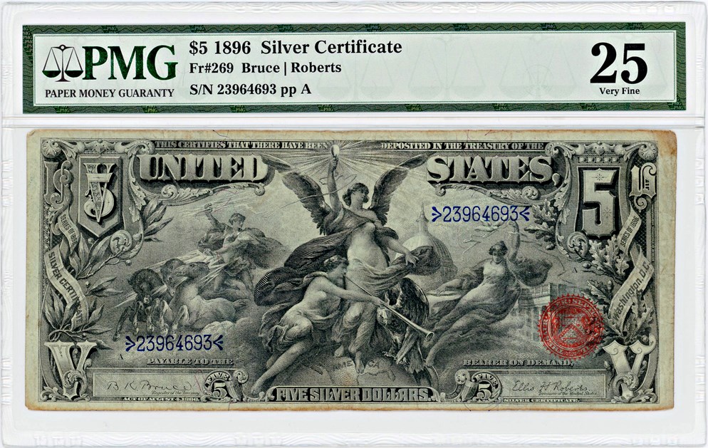 image for: FR. 269 1896 $5 Silver Certificate PMG Very Fine 25