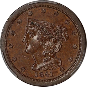 image for: 1841 1/2c PCGS Proof UNC Details (Original, Devices Outlined)