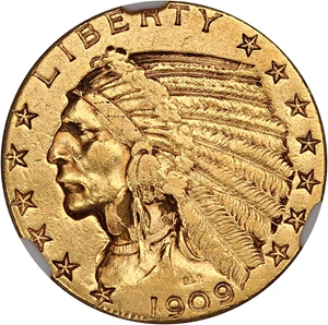 image for: 1909-S $5 NGC AU53