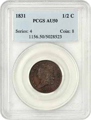 image for: 1831 1/2c PCGS AU50