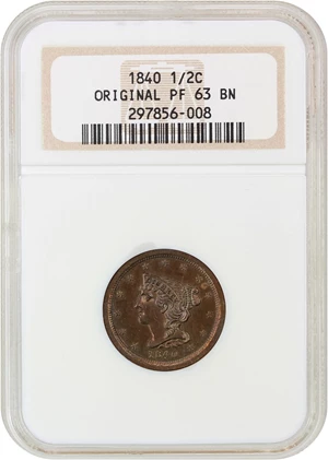 image for: 1840 1/2c NGC Proof 63 BN (Original)