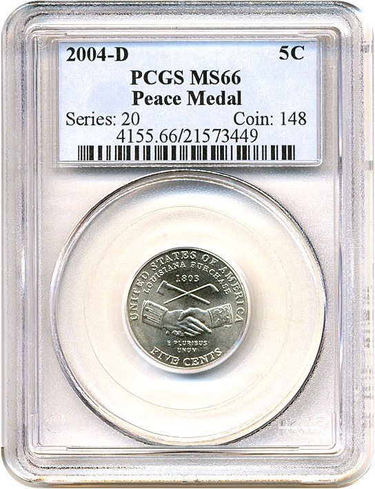 image for: 2004-D 5c Peace Medal PCGS MS66 
