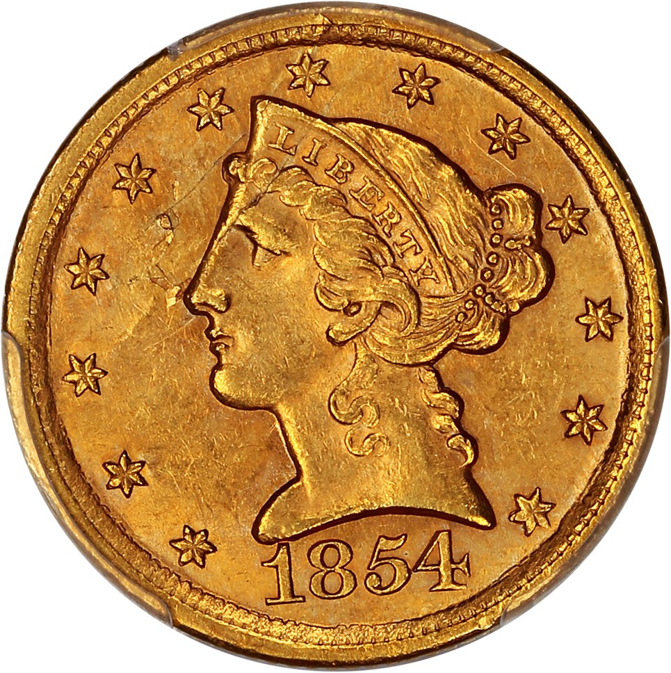 image for: 1854-D $5 PCGS AU58 (Large D)