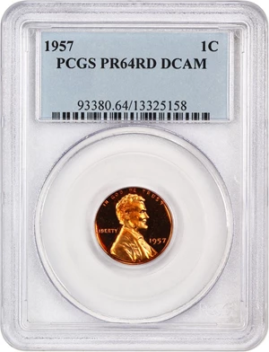 image for: 1957 1c PCGS Proof 64 RD DCAM