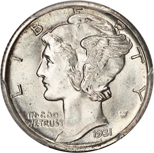 image for: 1931-D 10c PCGS MS66