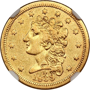 image for: 1839-D $2 1/2 NGC VF35