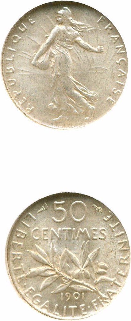 image for: France: 1901 50 Centime  NGC MS64 