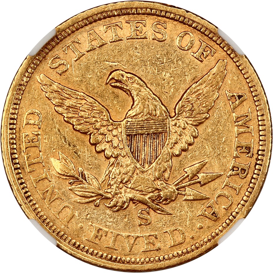 image for: 1855-S $5 NGC XF40