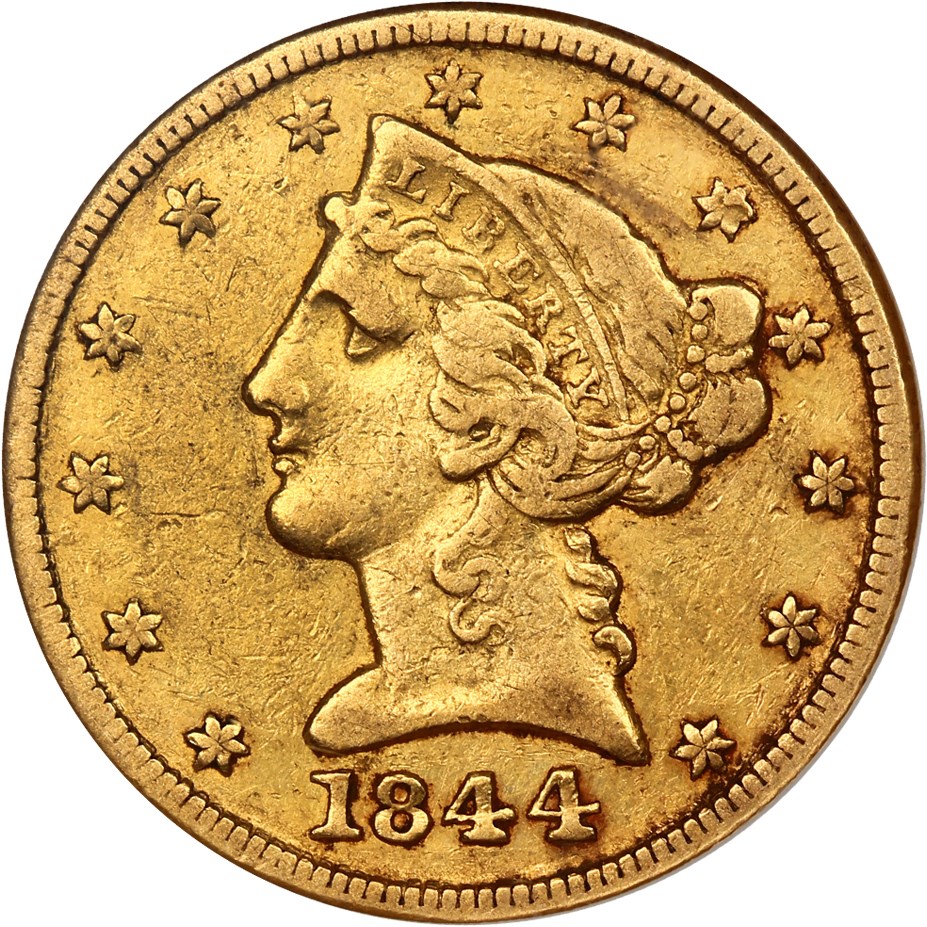 image for: 1844-C $5 NGC XF40