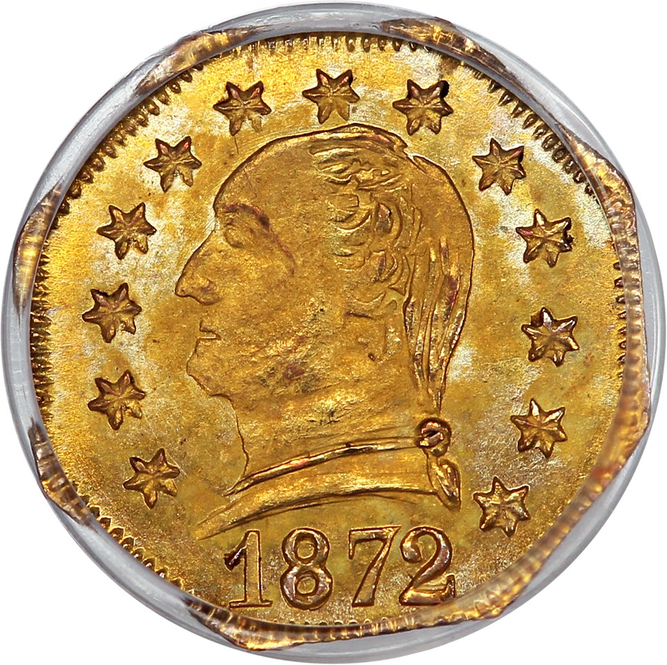 image for: 1872 Cal. Gold 25c PCGS MS65 (BG-722, OGH)