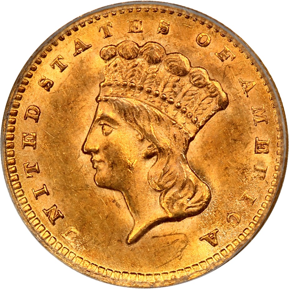 image for: 1856 G$1 PCGS MS63 (Upright 5)