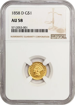 image for: 1858-D G$1 NGC AU58