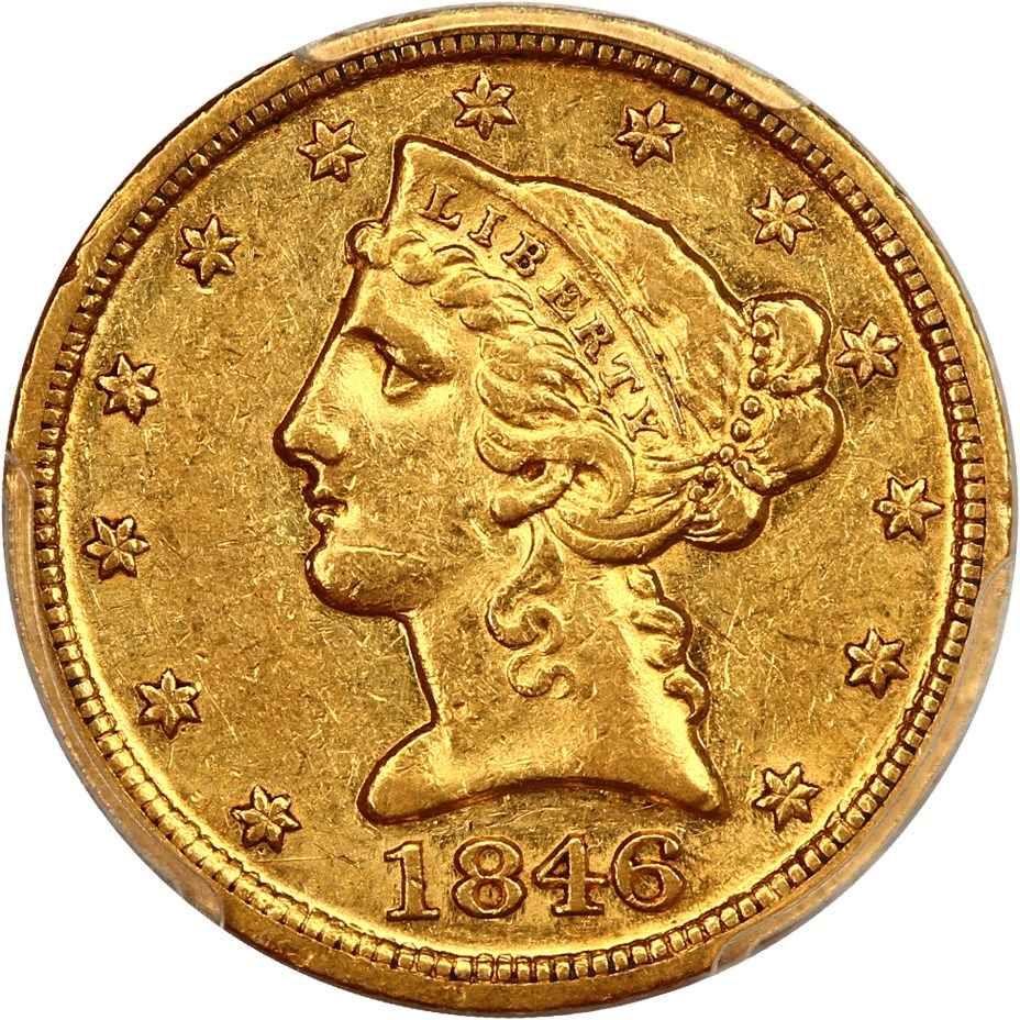 image for: 1846-D/D $5 PCGS AU53