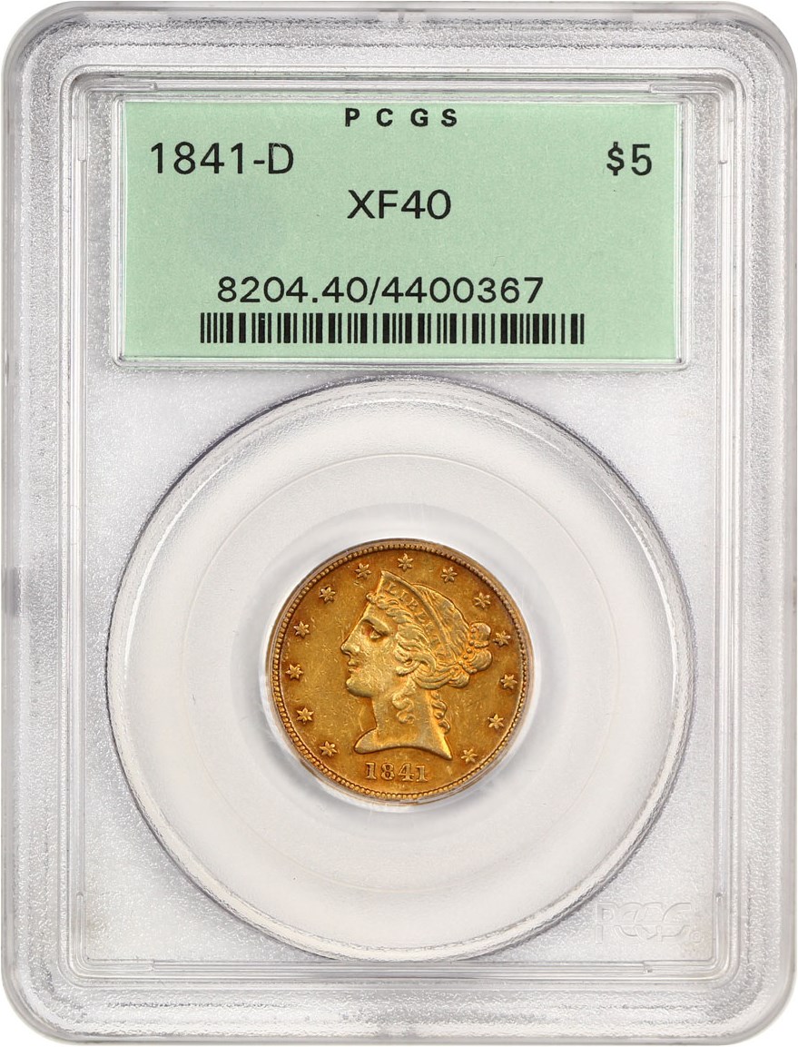 image for: 1841-D $5 PCGS XF40 (Small D, OGH)