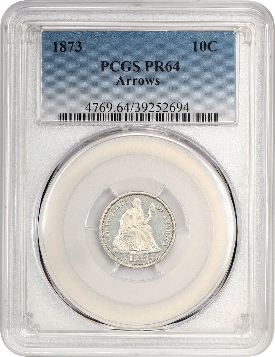 image for: 1873 10c PCGS Proof 64 (Arrows)