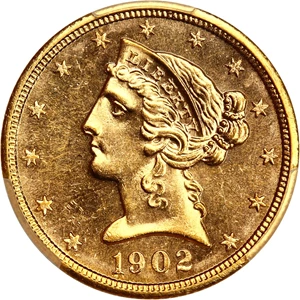 image for: 1902-S $5 PCGS MS64 PL