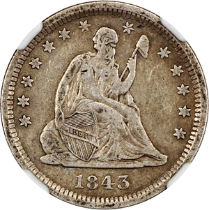 image for: 1843 25c NGC VF25