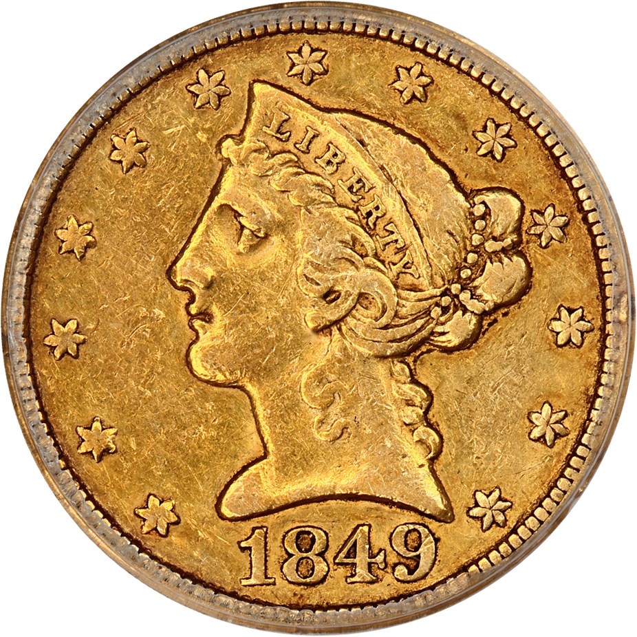 image for: 1849-D $5 PCGS XF40