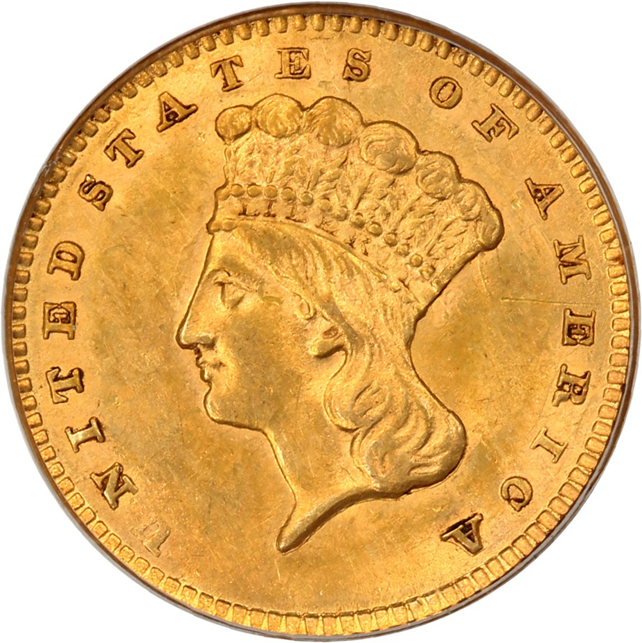 image for: 1856 G$1 PCGS MS62 (Upright 5)