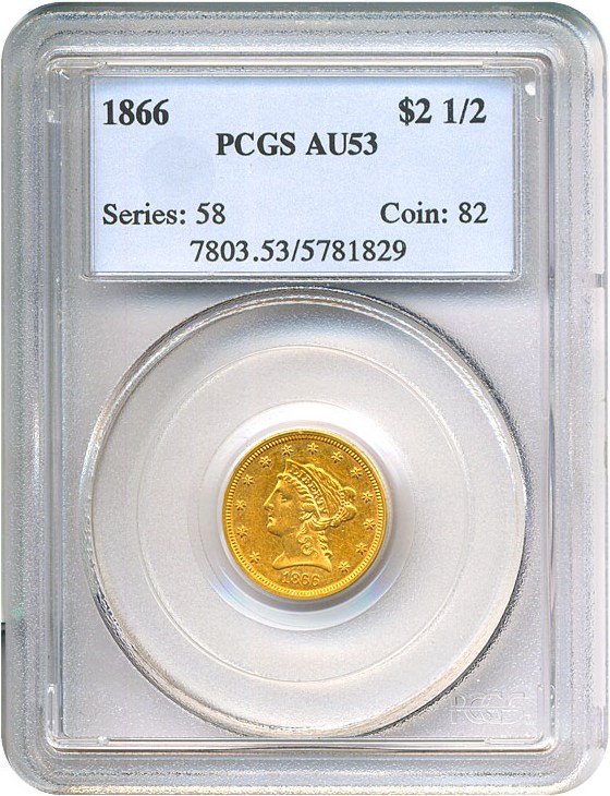 image for: 1866 $2 1/2  PCGS AU53