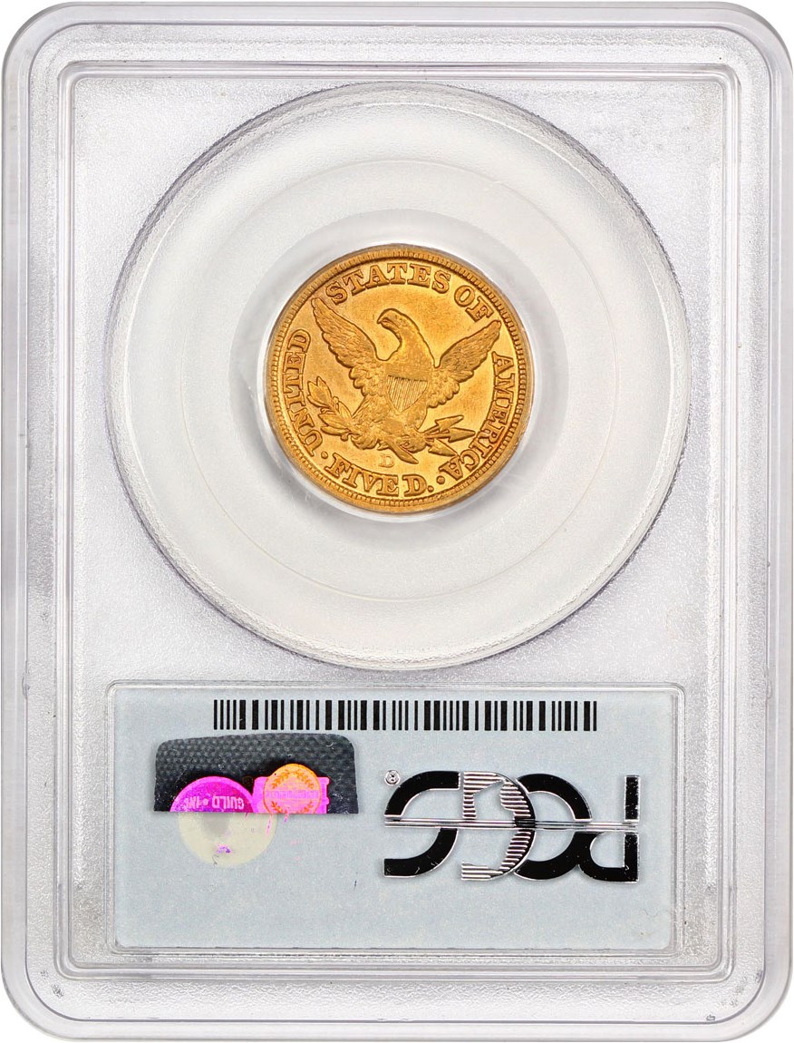 image for: 1855-D $5 PCGS VF35 (Large D)