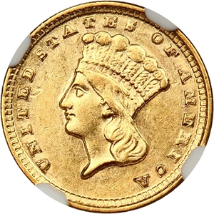 image for: 1858-D G$1 NGC AU58